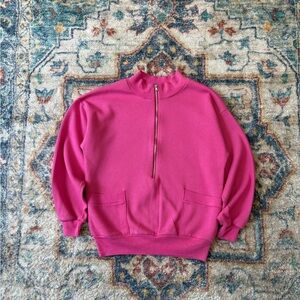 Vintage 80s 3/4 Zip 2 Pocket Pullover Sweatshirt Small